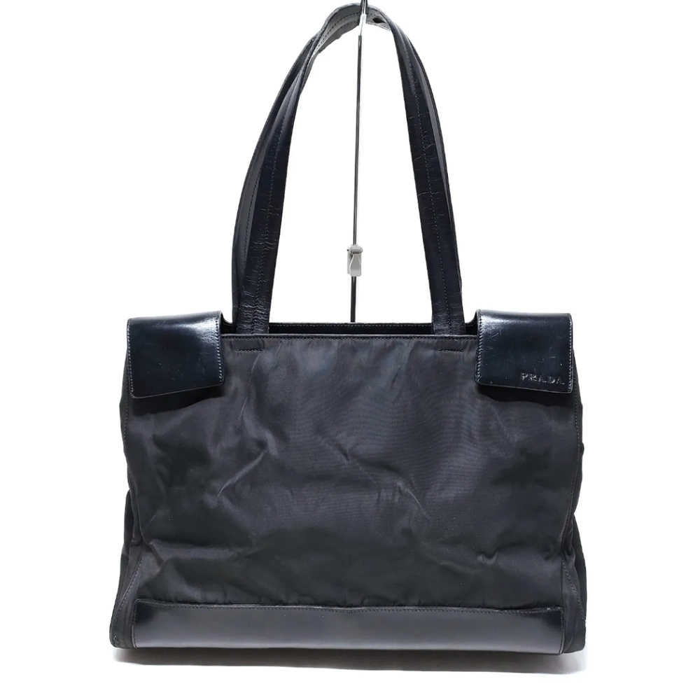 Prada Black Nylon and Leather Shopper Tote